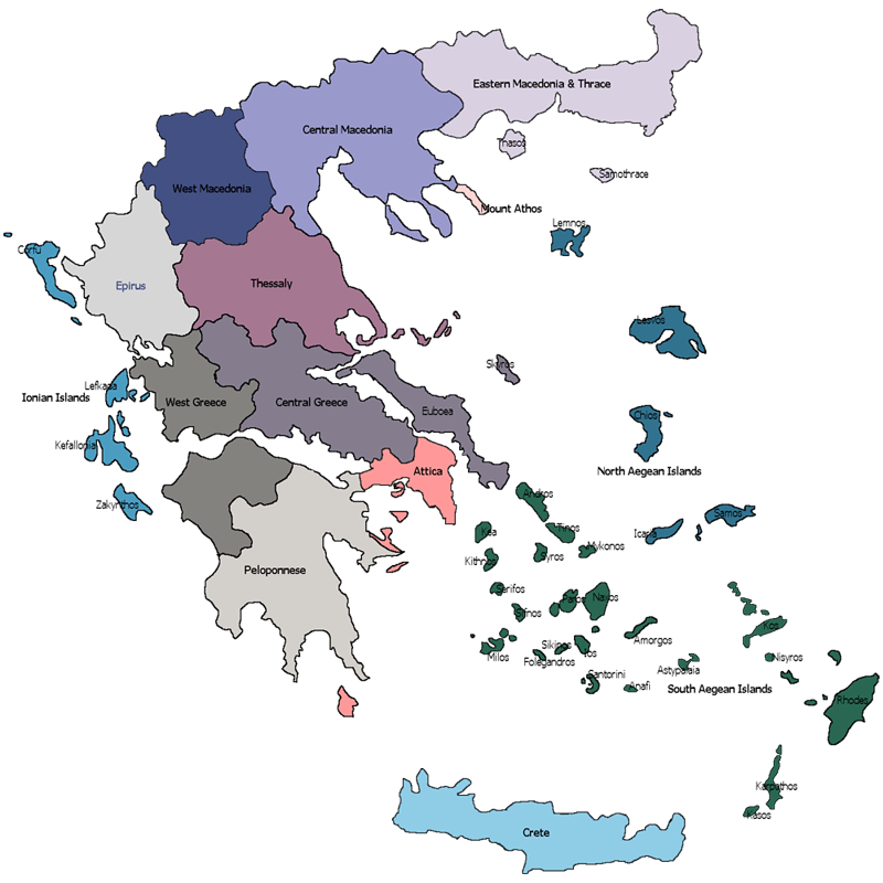 Sectional Map of Greece
