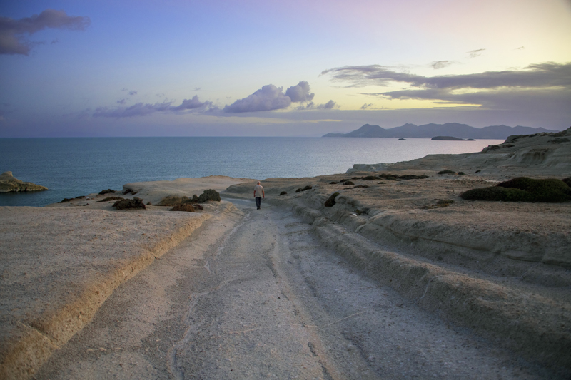 Morning Walk, Sarakiniko Beach right before sunrise, Santorini, Greece, 2021